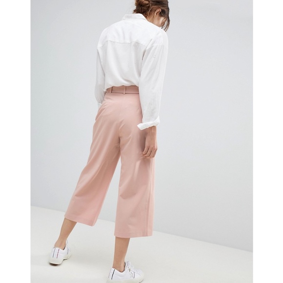 Asos Light Pink Culottes Tie Belt High Waist - Picture 4 of 16